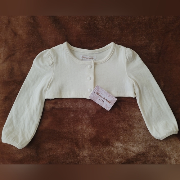 Tommy Bahama Baby Girl Cream 3 Button Down  Cropped Sweater Size 18M NWT - Picture 1 of 4